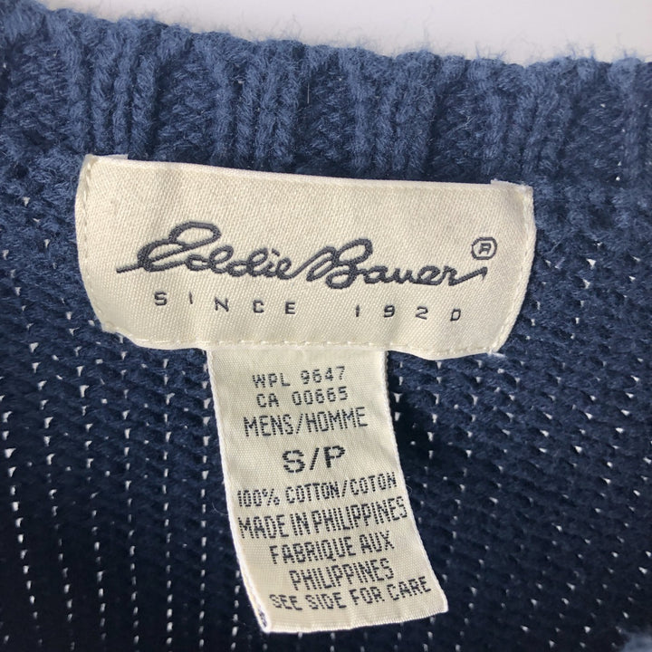Eddie Bauer Cotton Knit Sweater, Men's Size Small cotton navy blue type Vintage Second Hand