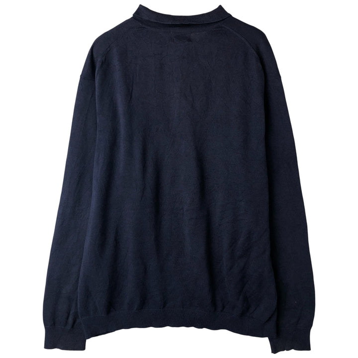 90s-00'S Vintage LLBean Men's Polo Knit Sweater, Size L cotton navy blue type Vintage Second Hand
