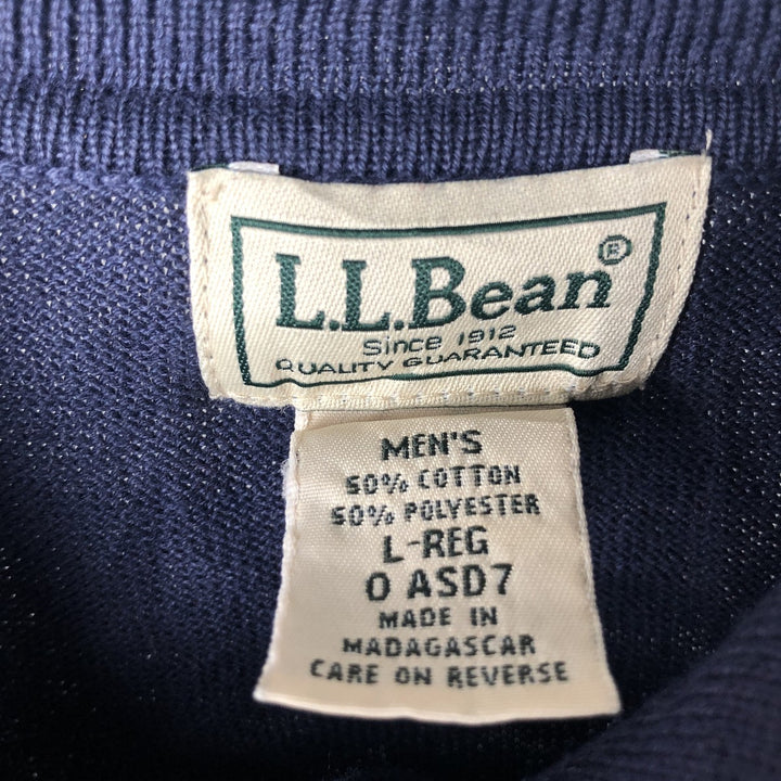 90s-00'S Vintage LLBean Men's Polo Knit Sweater, Size L cotton navy blue type Vintage Second Hand