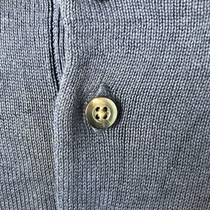 90s-00'S Vintage LLBean Men's Polo Knit Sweater, Size L cotton navy blue type Vintage Second Hand
