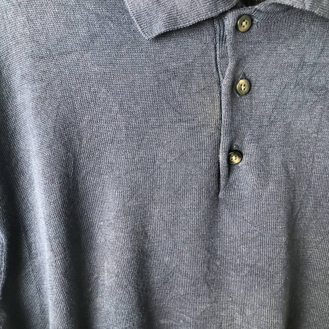 90s-00'S Vintage LLBean Men's Polo Knit Sweater, Size L cotton navy blue type Vintage Second Hand