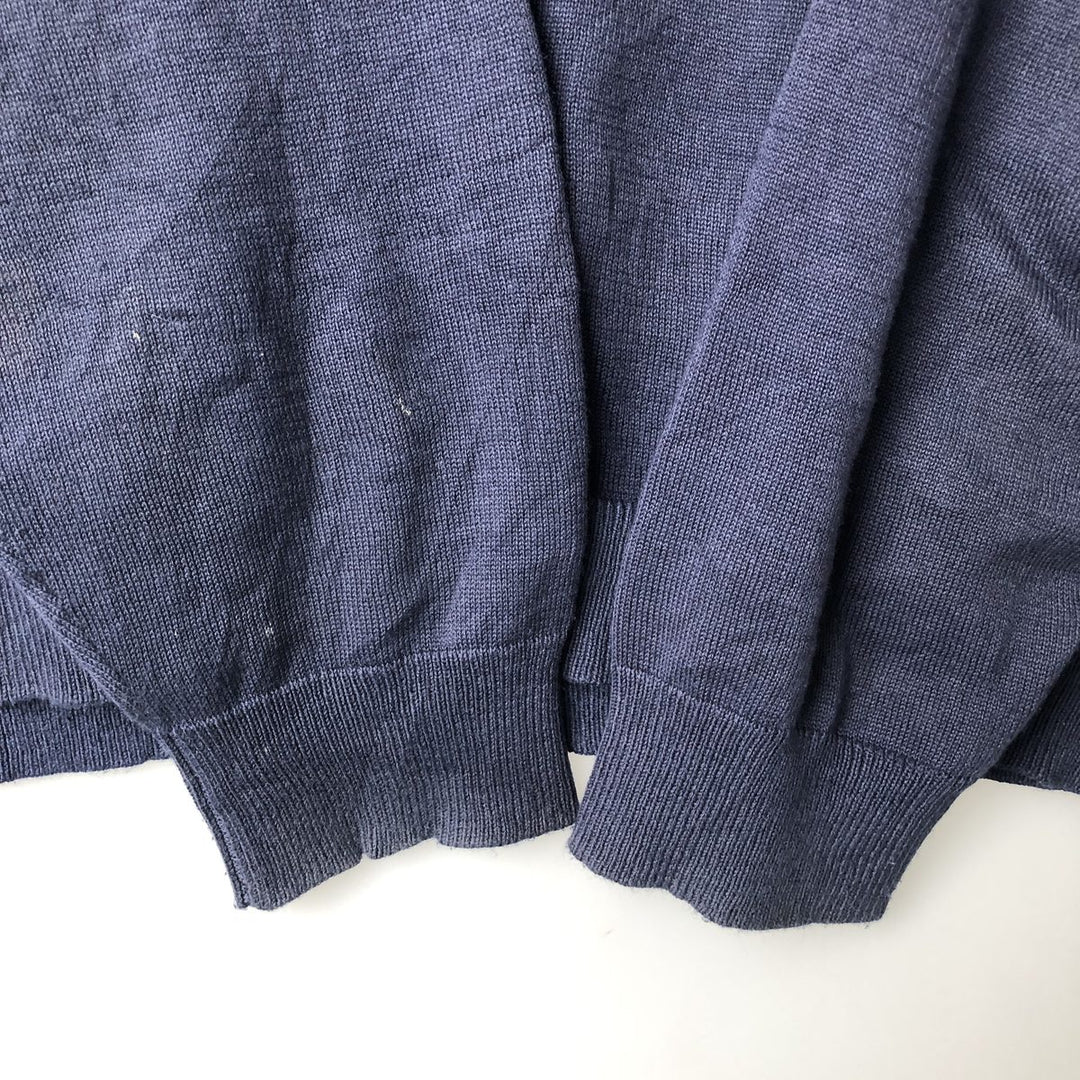 90s-00'S Vintage LLBean Men's Polo Knit Sweater, Size L cotton navy blue type Vintage Second Hand