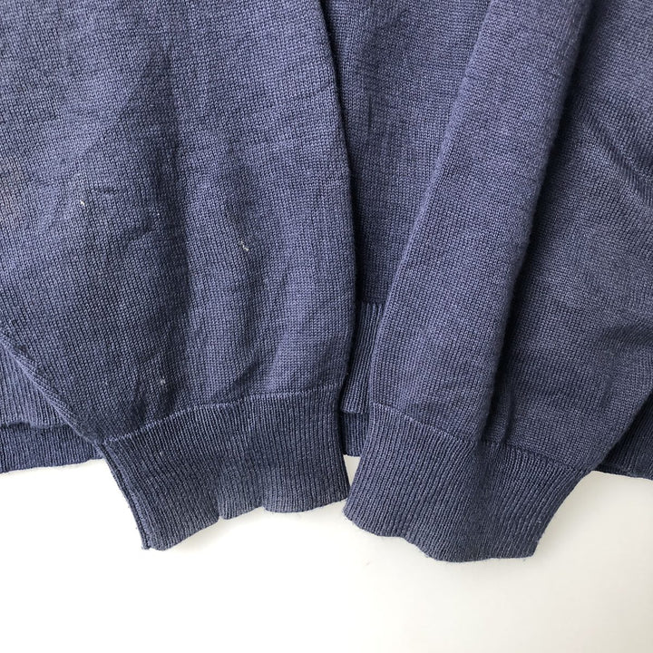 90s-00'S Vintage LLBean Men's Polo Knit Sweater, Size L cotton navy blue type Vintage Second Hand