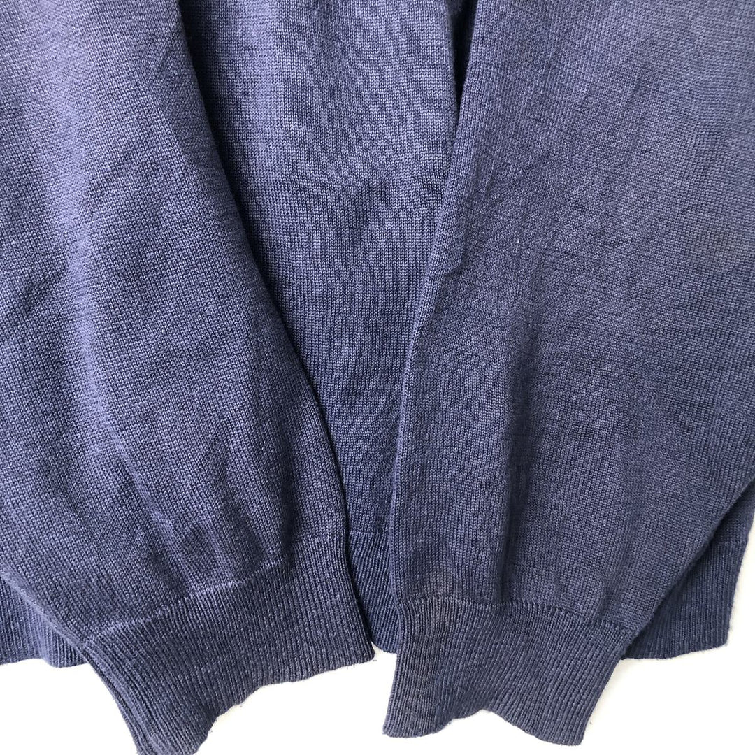 90s-00'S Vintage LLBean Men's Polo Knit Sweater, Size L cotton navy blue type Vintage Second Hand