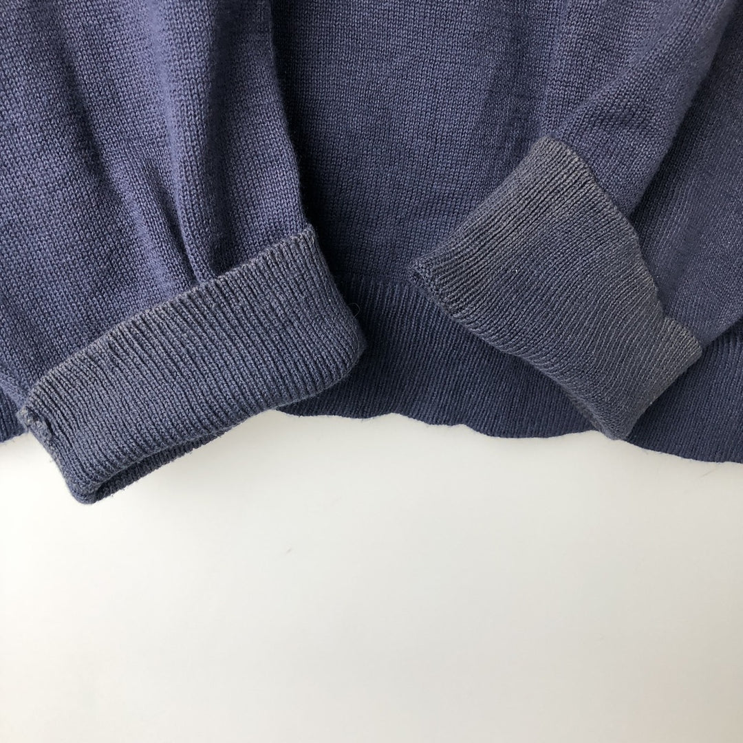90s-00'S Vintage LLBean Men's Polo Knit Sweater, Size L cotton navy blue type Vintage Second Hand