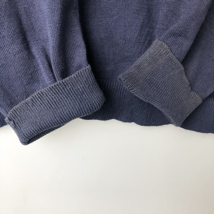 90s-00'S Vintage LLBean Men's Polo Knit Sweater, Size L cotton navy blue type Vintage Second Hand