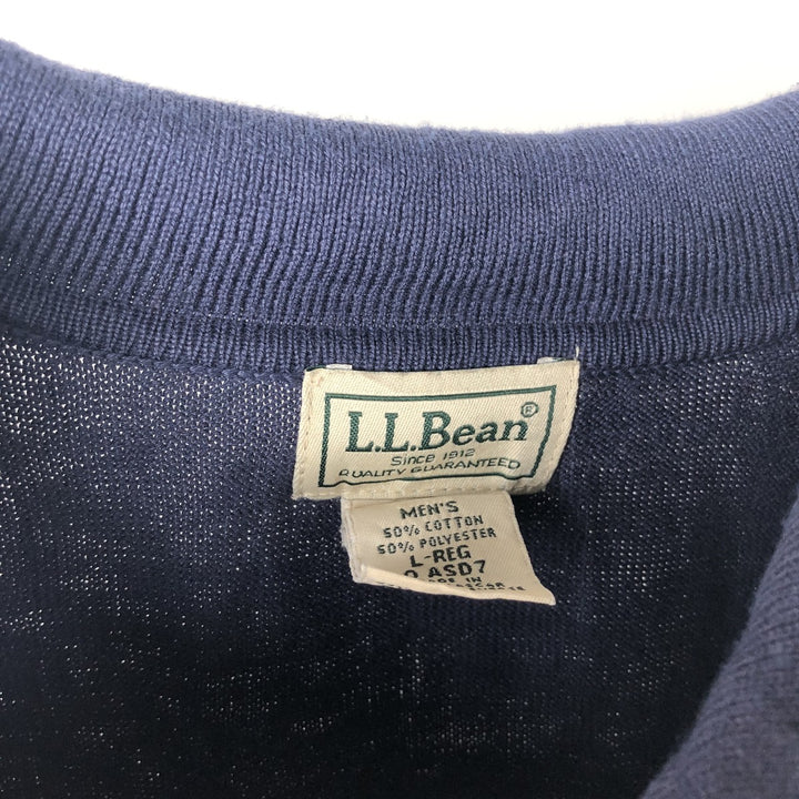 90s-00'S Vintage LLBean Men's Polo Knit Sweater, Size L cotton navy blue type Vintage Second Hand