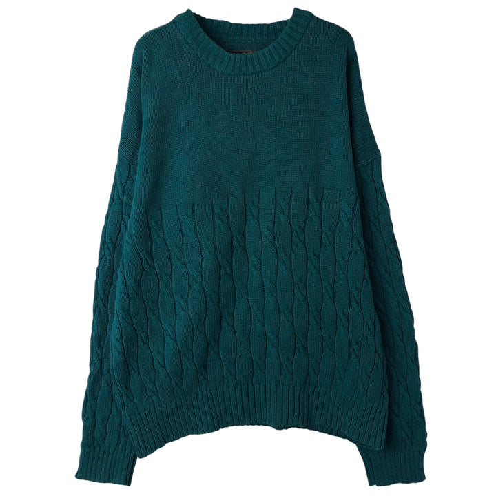 Vintage 80s-90'S Eddie Bauer cable knit cotton sweater with black tag, size L, men's cotton green type Vintage Second Hand