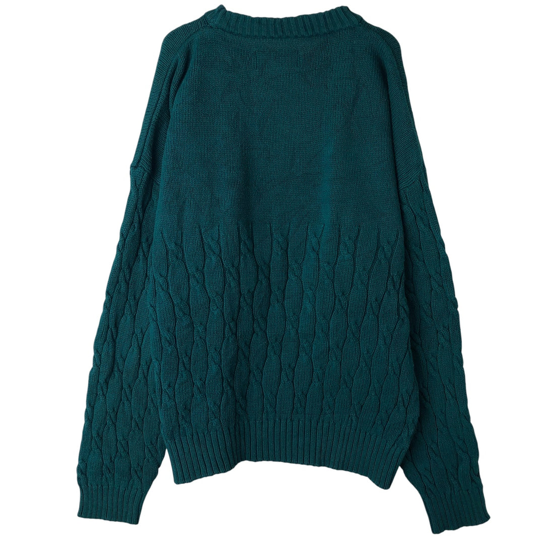 Vintage 80s-90'S Eddie Bauer cable knit cotton sweater with black tag, size L, men's cotton green type Vintage Second Hand
