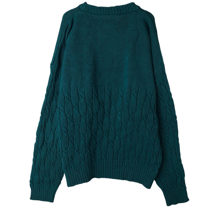 Vintage 80s-90'S Eddie Bauer cable knit cotton sweater with black tag, size L, men's cotton green type Vintage Second Hand