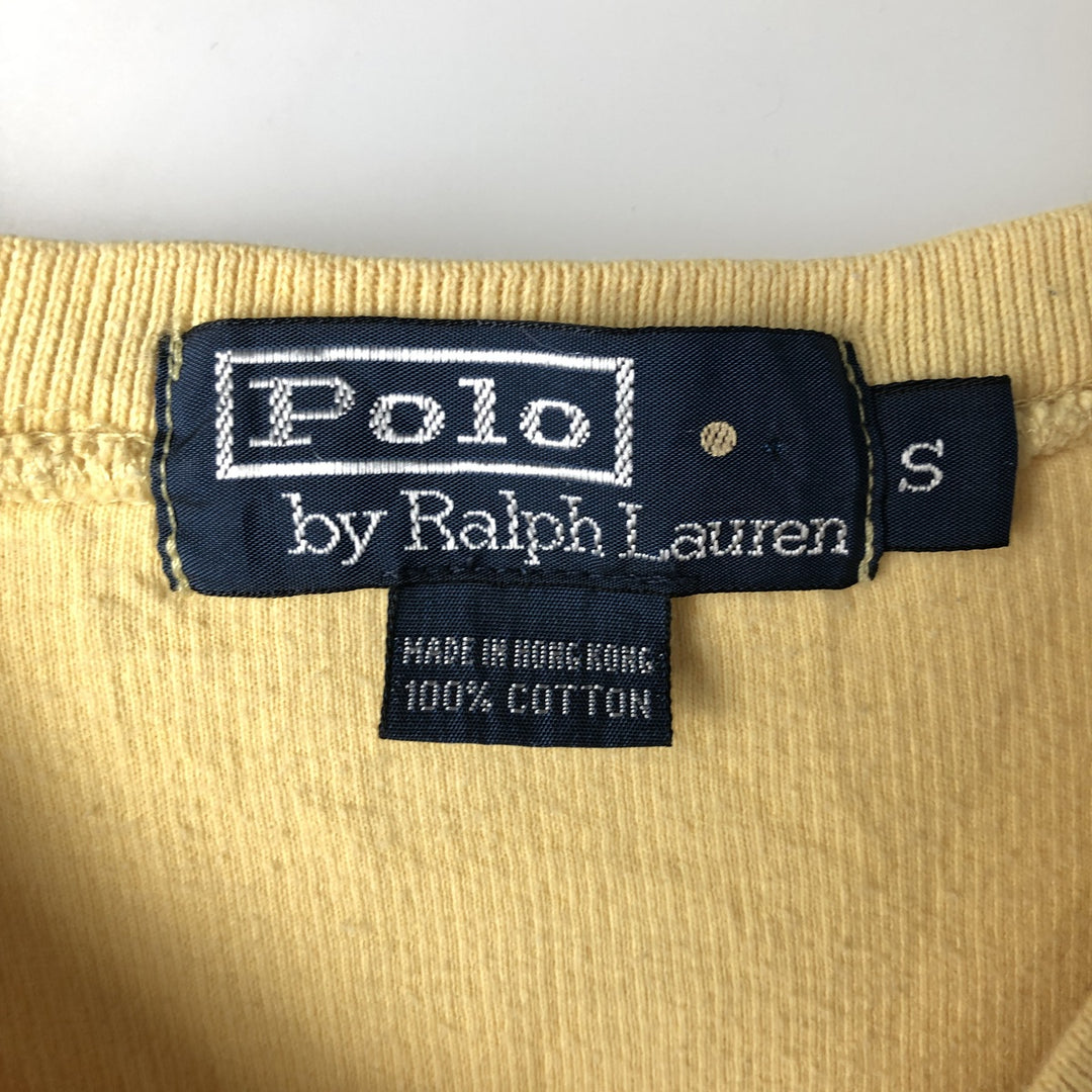 Ralph Lauren POLO by Ralph Lauren V-neck cotton knit sweater, men's size S cotton lemon yellow Vintage Second Hand