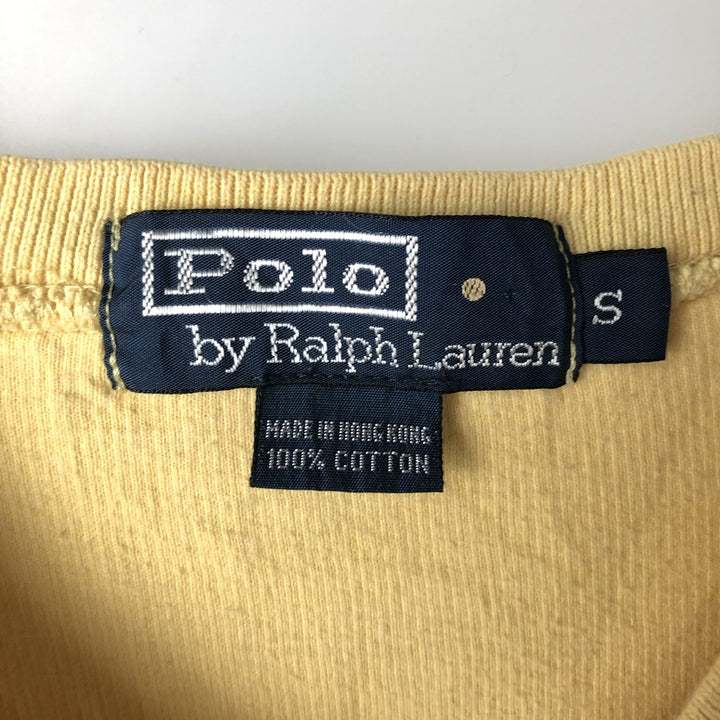 Ralph Lauren POLO by Ralph Lauren V-neck cotton knit sweater, men's size S cotton lemon yellow Vintage Second Hand