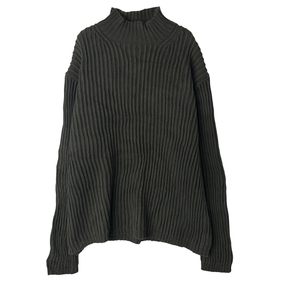Vintage 90s-00'S GAP ribbed high-neck cotton knit sweater, men's size L. cotton Khaki type Vintage Second Hand