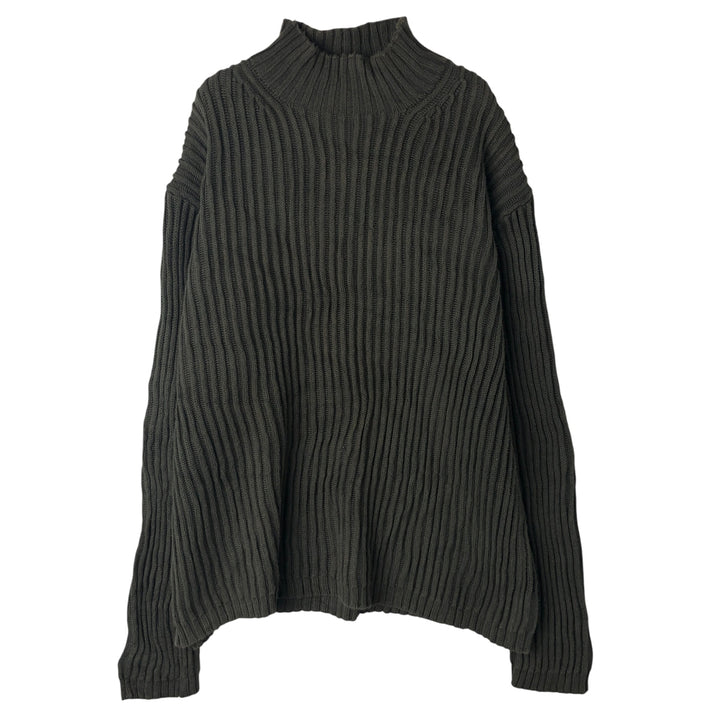Vintage 90s-00'S GAP ribbed high-neck cotton knit sweater, men's size L. cotton Khaki type Vintage Second Hand