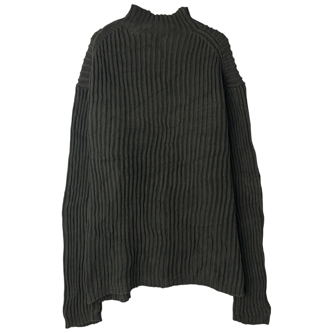 Vintage 90s-00'S GAP ribbed high-neck cotton knit sweater, men's size L. cotton Khaki type Vintage Second Hand