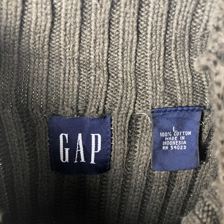 Vintage 90s-00'S GAP ribbed high-neck cotton knit sweater, men's size L. cotton Khaki type Vintage Second Hand