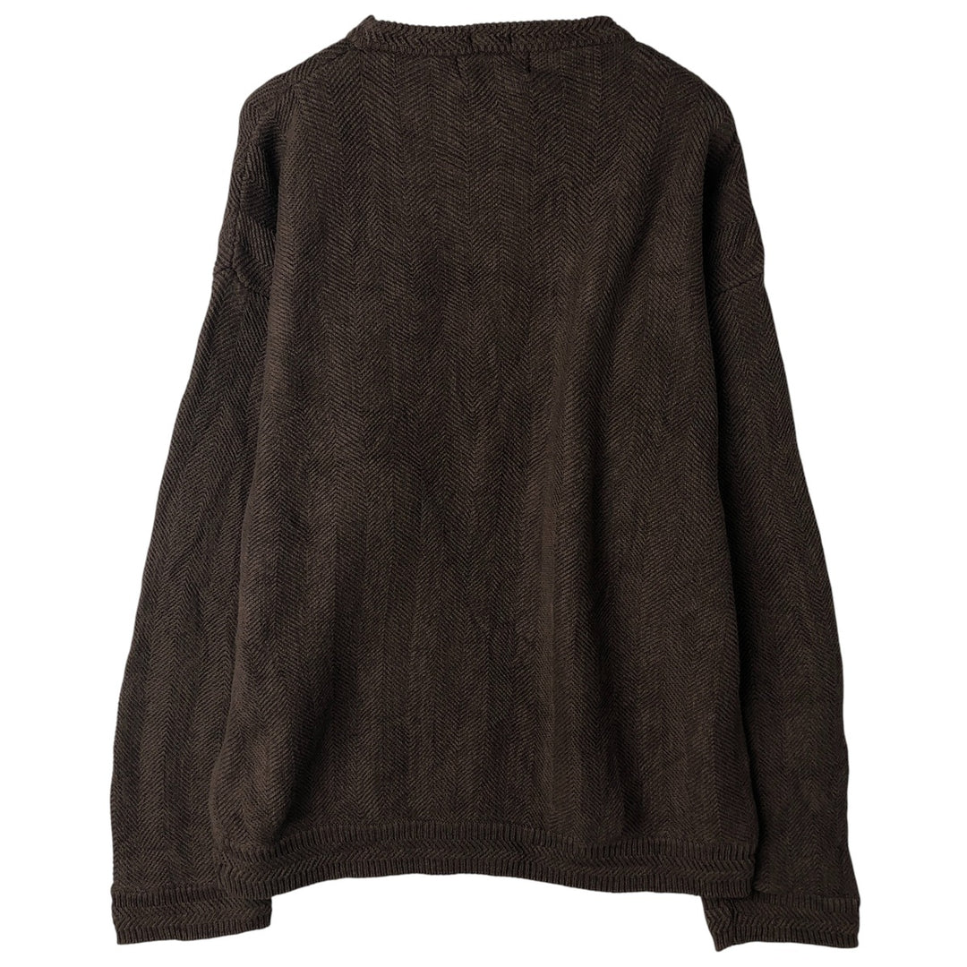 Ralph Lauren CHAPS Herringbone Cotton Knit Sweater, Men's Size L cotton brown type Vintage Second Hand