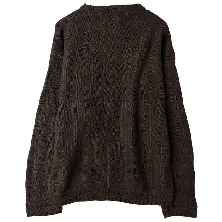 Ralph Lauren CHAPS Herringbone Cotton Knit Sweater, Men's Size L cotton brown type Vintage Second Hand
