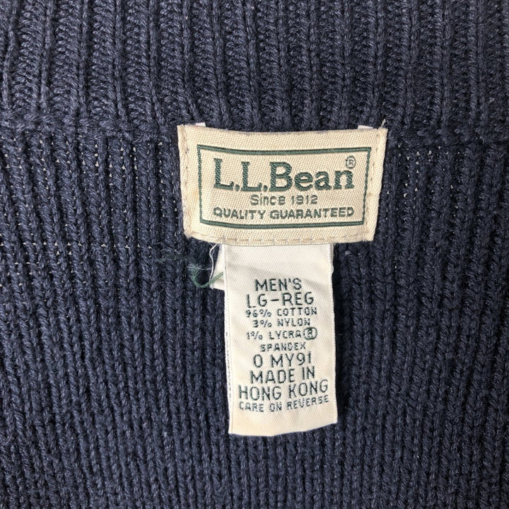 Vintage LLBean ribbed driver's knit sweater from the 90'S to 00s, size L, men's. cotton navy blue type Vintage Second Hand