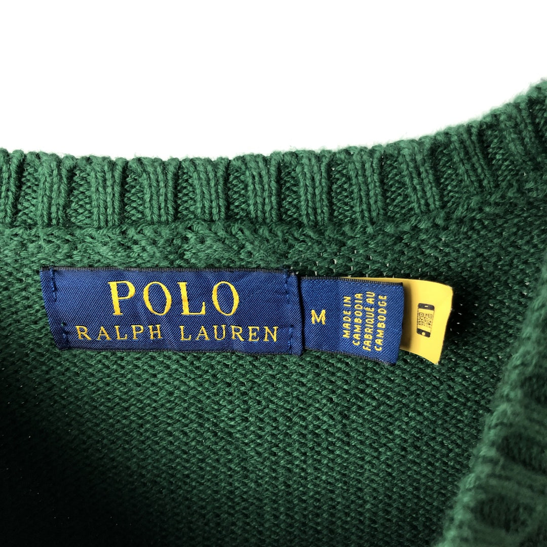 Ralph Lauren POLO RALPH LAUREN cotton knit sweater, men's size M cotton green type Vintage Second Hand