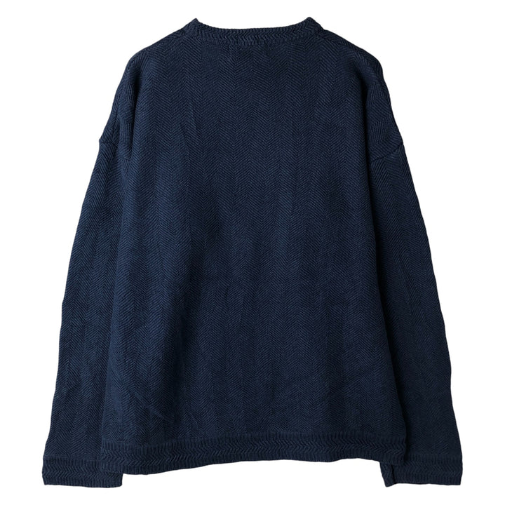 Ralph Lauren CHAPS herringbone cotton knit sweater, men's size M cotton blue type Vintage Second Hand