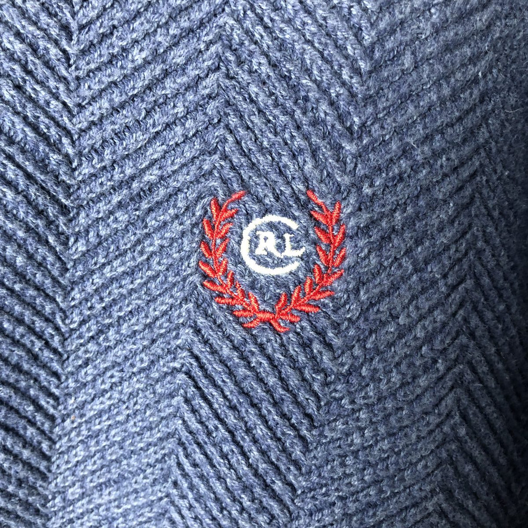 Ralph Lauren CHAPS herringbone cotton knit sweater, men's size M cotton blue type Vintage Second Hand
