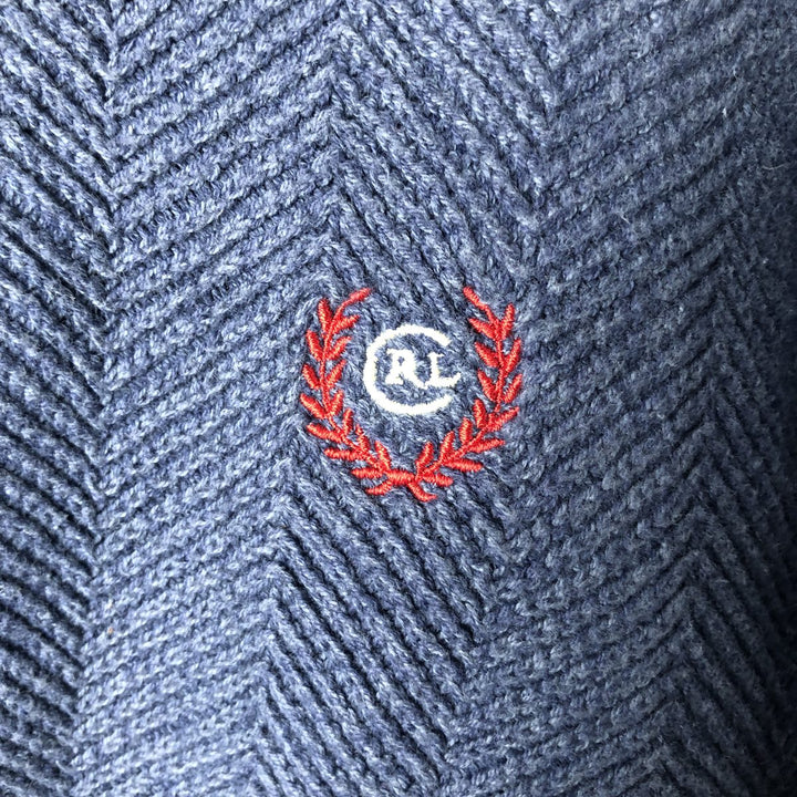 Ralph Lauren CHAPS herringbone cotton knit sweater, men's size M cotton blue type Vintage Second Hand