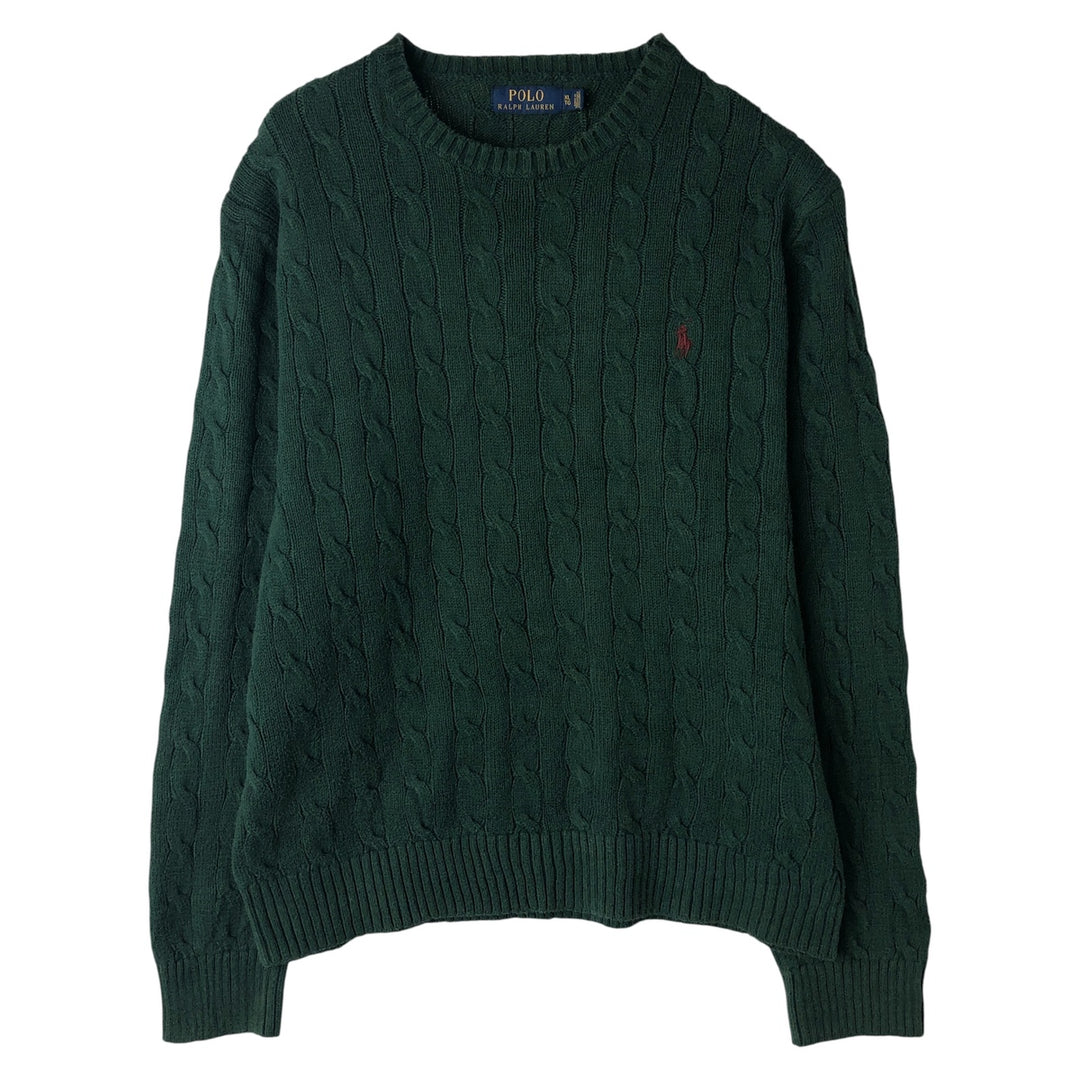 Ralph Lauren CHAPS herringbone cotton knit sweater, men's size M cotton blue type Vintage Second Hand