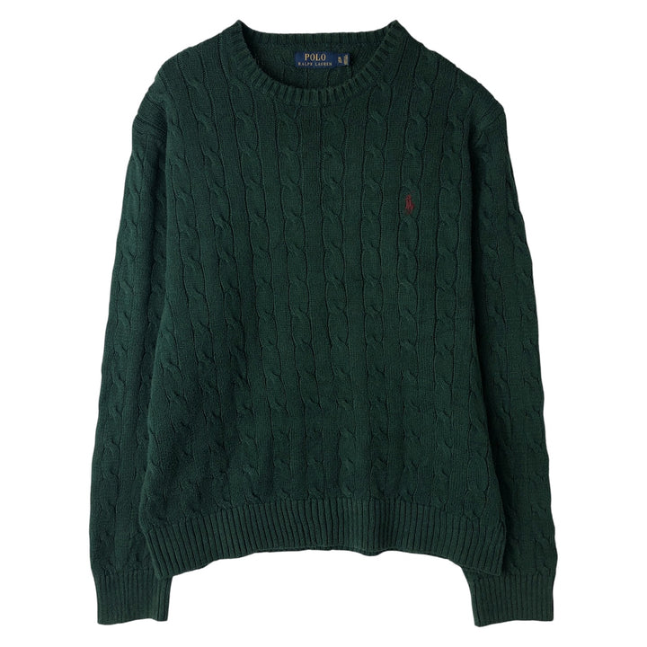 Ralph Lauren CHAPS herringbone cotton knit sweater, men's size M cotton blue type Vintage Second Hand