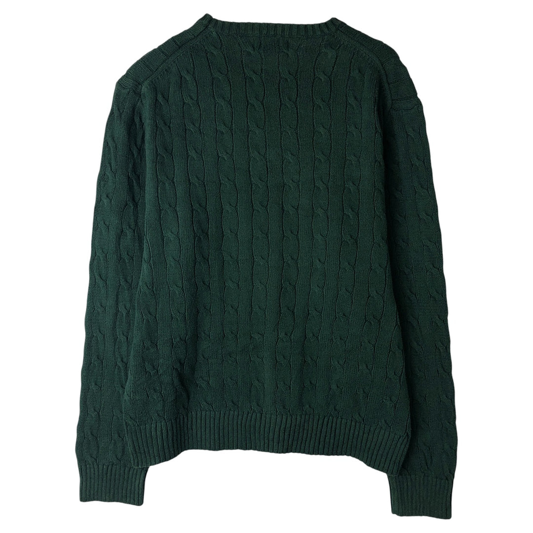 Ralph Lauren CHAPS herringbone cotton knit sweater, men's size M cotton blue type Vintage Second Hand