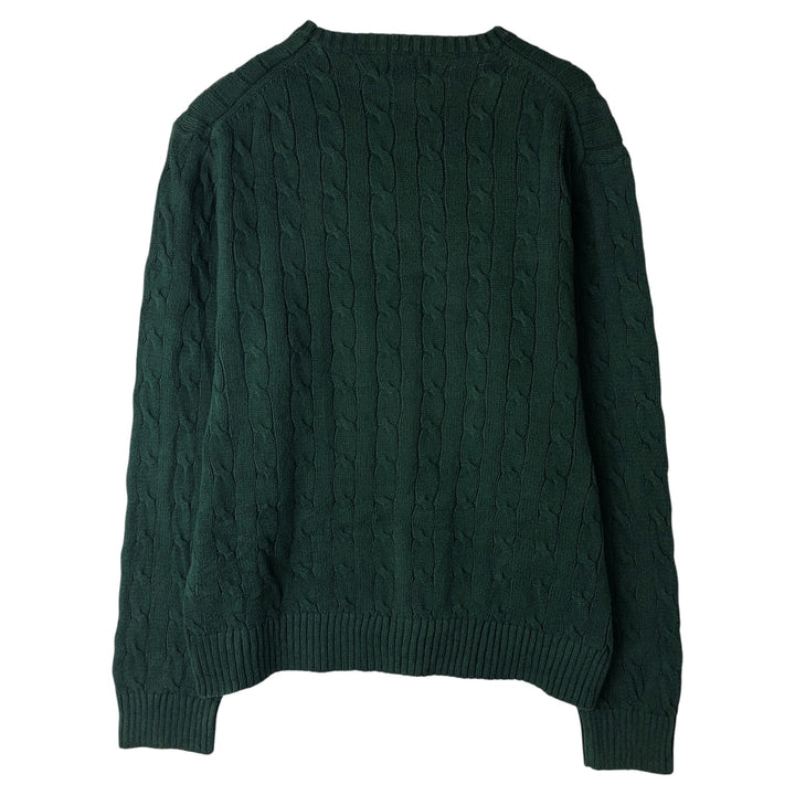Ralph Lauren CHAPS herringbone cotton knit sweater, men's size M cotton blue type Vintage Second Hand