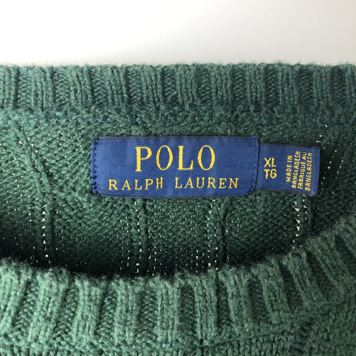 Ralph Lauren CHAPS herringbone cotton knit sweater, men's size M cotton blue type Vintage Second Hand