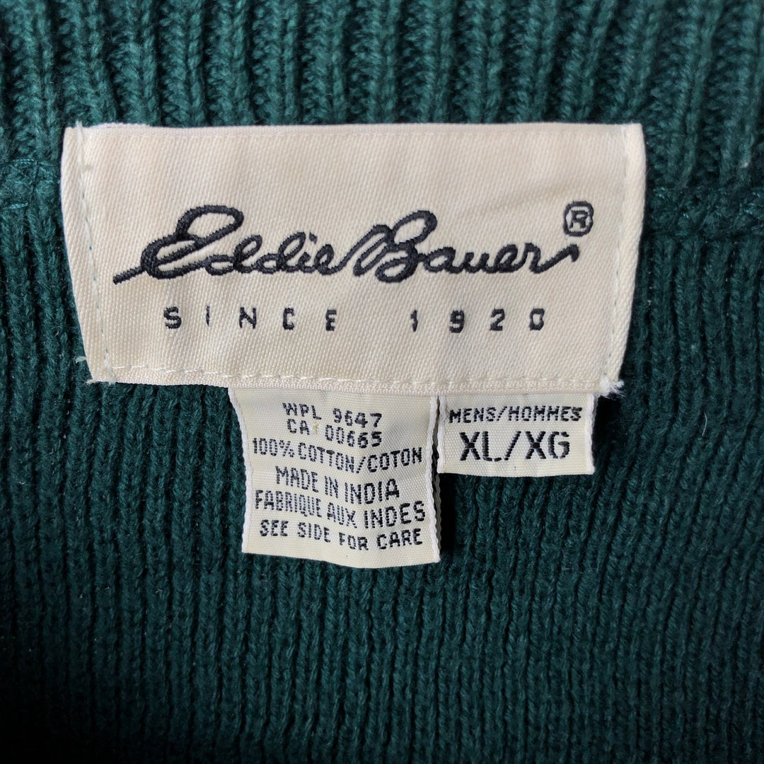 Vintage Eddie Bauer cotton knit sweater, men's size XL cotton green type Vintage Second Hand