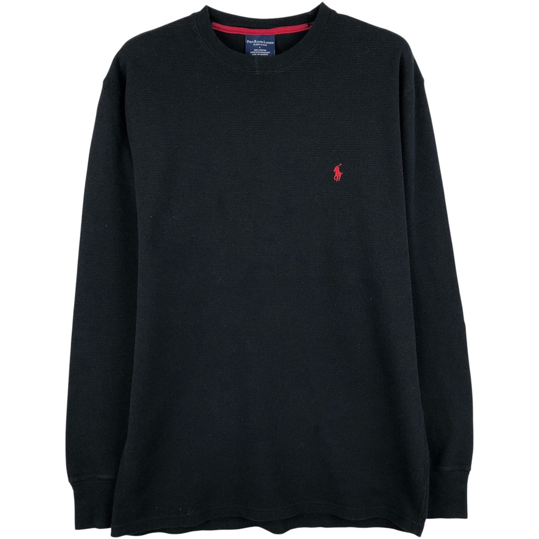 Ralph Lauren POLO RALPH LAUREN SLEEPWEAR Thermal Long T-Shirt, Men's Size L cotton black type Vintage Second Hand