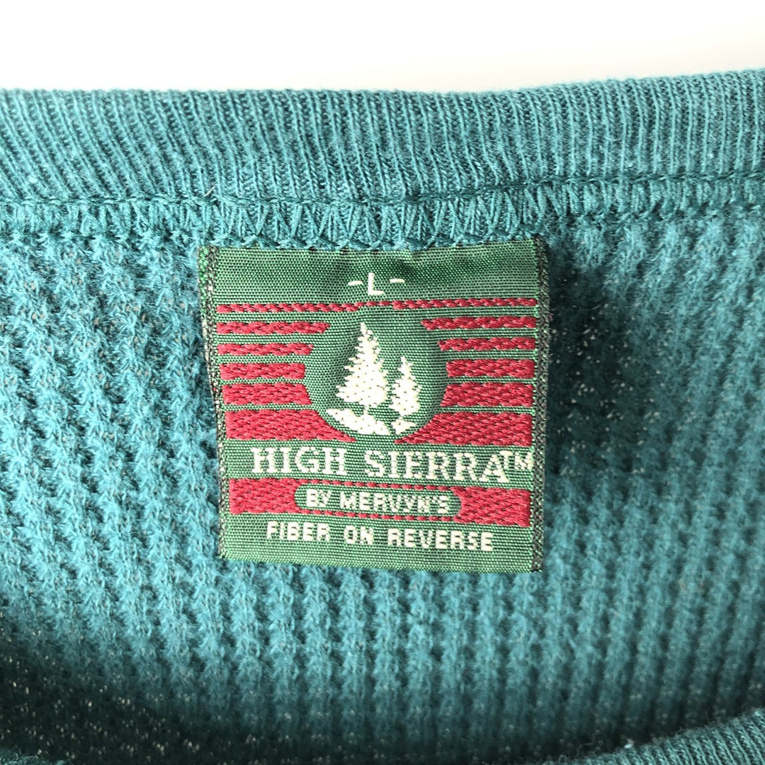 MERVYN'S HIGH SIERRA Thermal Long T-Shirt, Waffle, Made in USA, Men's Size L cotton Emerald green Vintage Second Hand