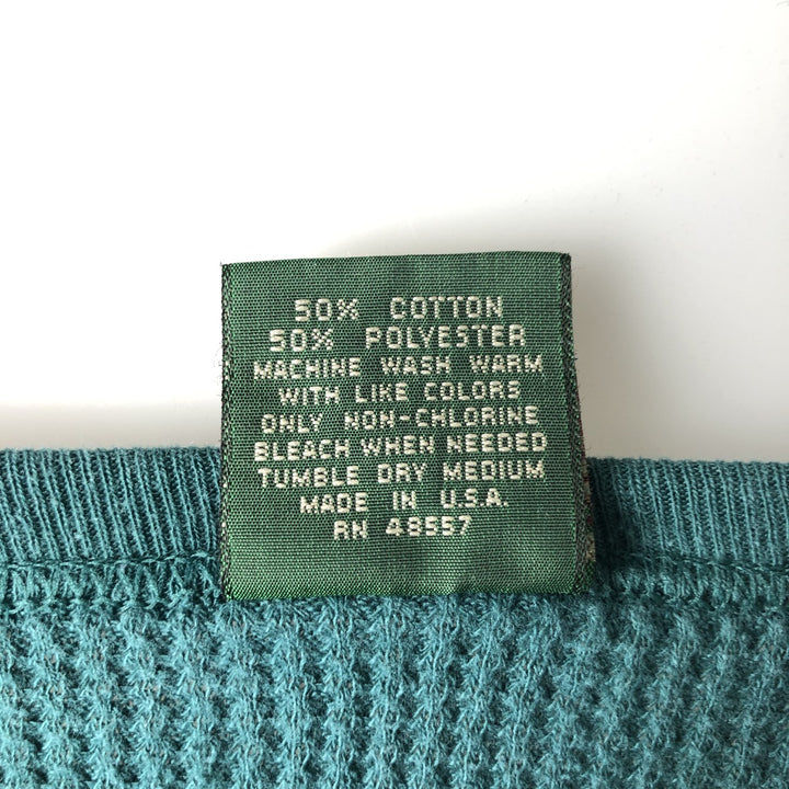 MERVYN'S HIGH SIERRA Thermal Long T-Shirt, Waffle, Made in USA, Men's Size L cotton Emerald green Vintage Second Hand