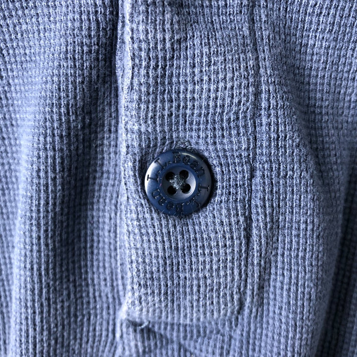 90s-00'S LLBean Waffle Henley T-Shirt, Men's Size L cotton Navy blue Vintage Second Hand