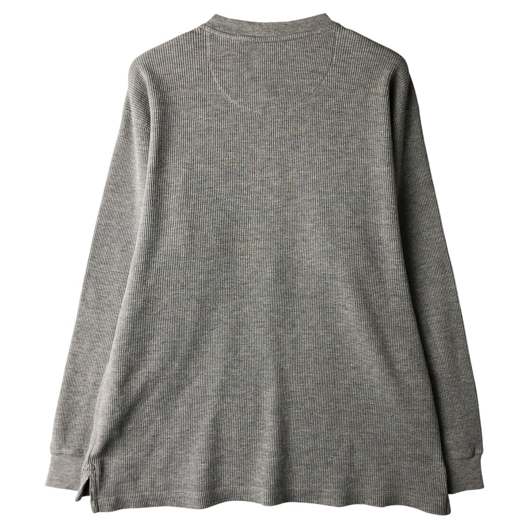 90s-00'S Red Head Henley Neck Thermal Long T-Shirt, Waffle, Men's Size M, Vintage cotton gray type Vintage Second Hand