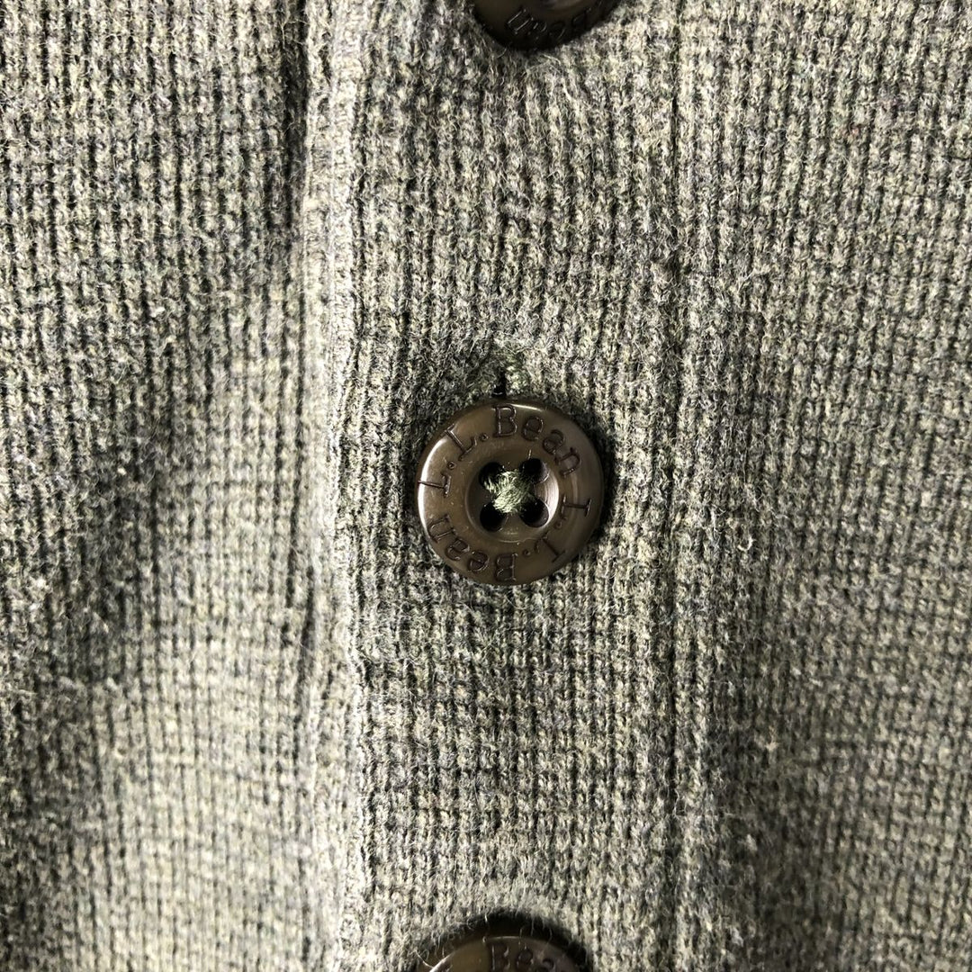 90s-00'S LLBean Henley Neck Thermal Long T-Shirt, Waffle, Men's Size M cotton Green type dark green Vintage Second Hand