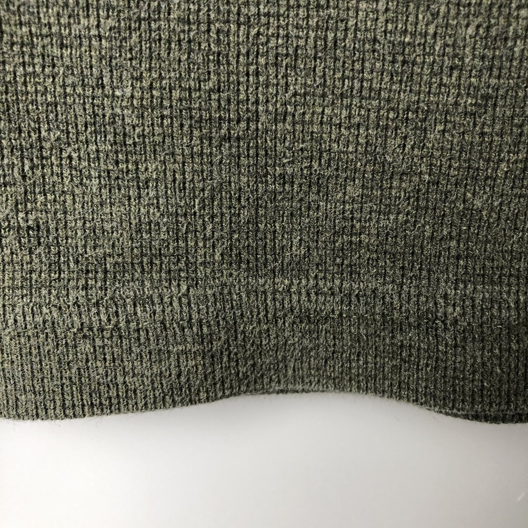 90s-00'S LLBean Henley Neck Thermal Long T-Shirt, Waffle, Men's Size M cotton Green type dark green Vintage Second Hand