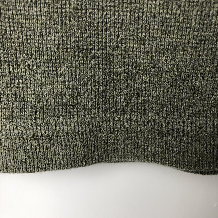 90s-00'S LLBean Henley Neck Thermal Long T-Shirt, Waffle, Men's Size M cotton Green type dark green Vintage Second Hand