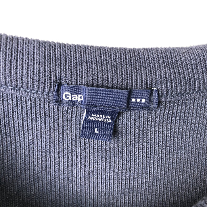 GAP Henley Neck Thermal Long T-Shirt, Men's Size L cotton navy blue type Vintage Second Hand