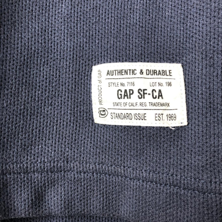 GAP Henley Neck Thermal Long T-Shirt, Men's Size L cotton navy blue type Vintage Second Hand