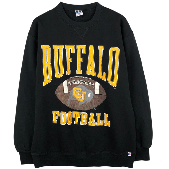 90'S Russell College Sweatshirt, Made in USA, Men's XL, Vintage cotton black type Vintage Second Hand