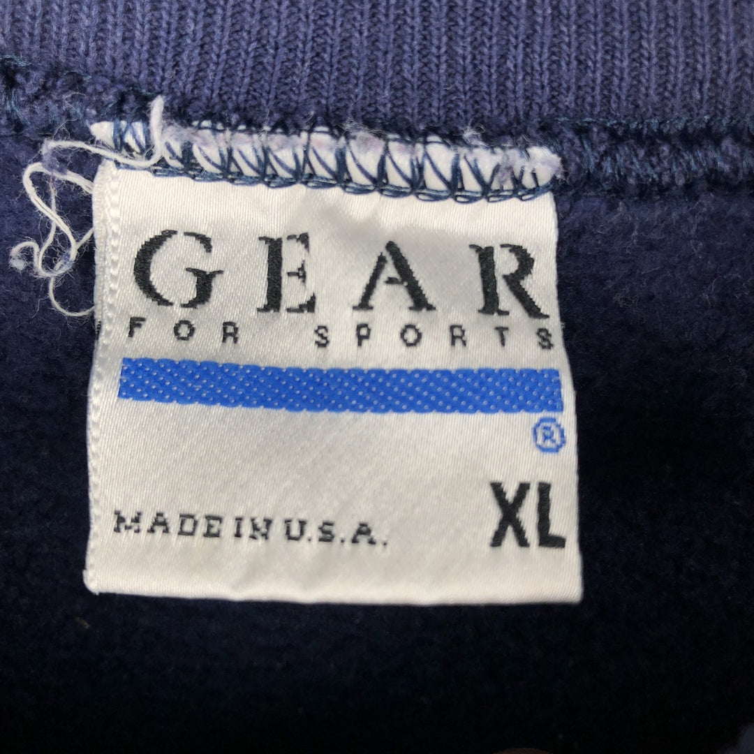 90'S GEAR FOR SPORTS College Sweatshirt, Made in USA, Men's XL, Vintage Triple Print polyester navy blue type Vintage Second Hand