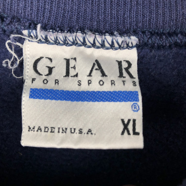 90'S GEAR FOR SPORTS College Sweatshirt, Made in USA, Men's XL, Vintage Triple Print polyester navy blue type Vintage Second Hand