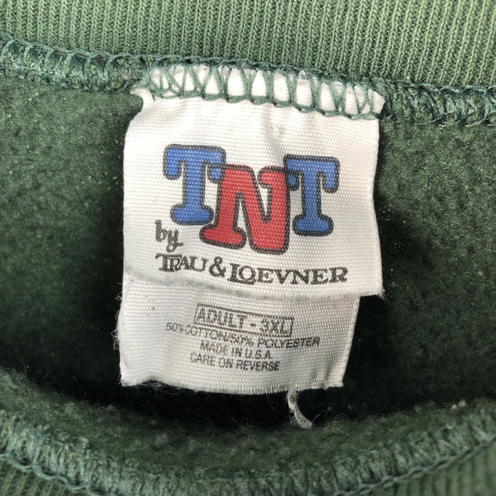90'S Trau and Loevner Michigan State University College Character Sweatshirt, Made in USA, Men's Size XXXL cotton Green type dark green Vintage Second Hand