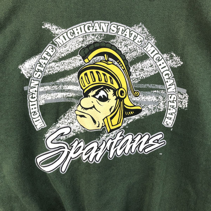 90'S Trau and Loevner Michigan State University College Character Sweatshirt, Made in USA, Men's Size XXXL cotton Green type dark green Vintage Second Hand