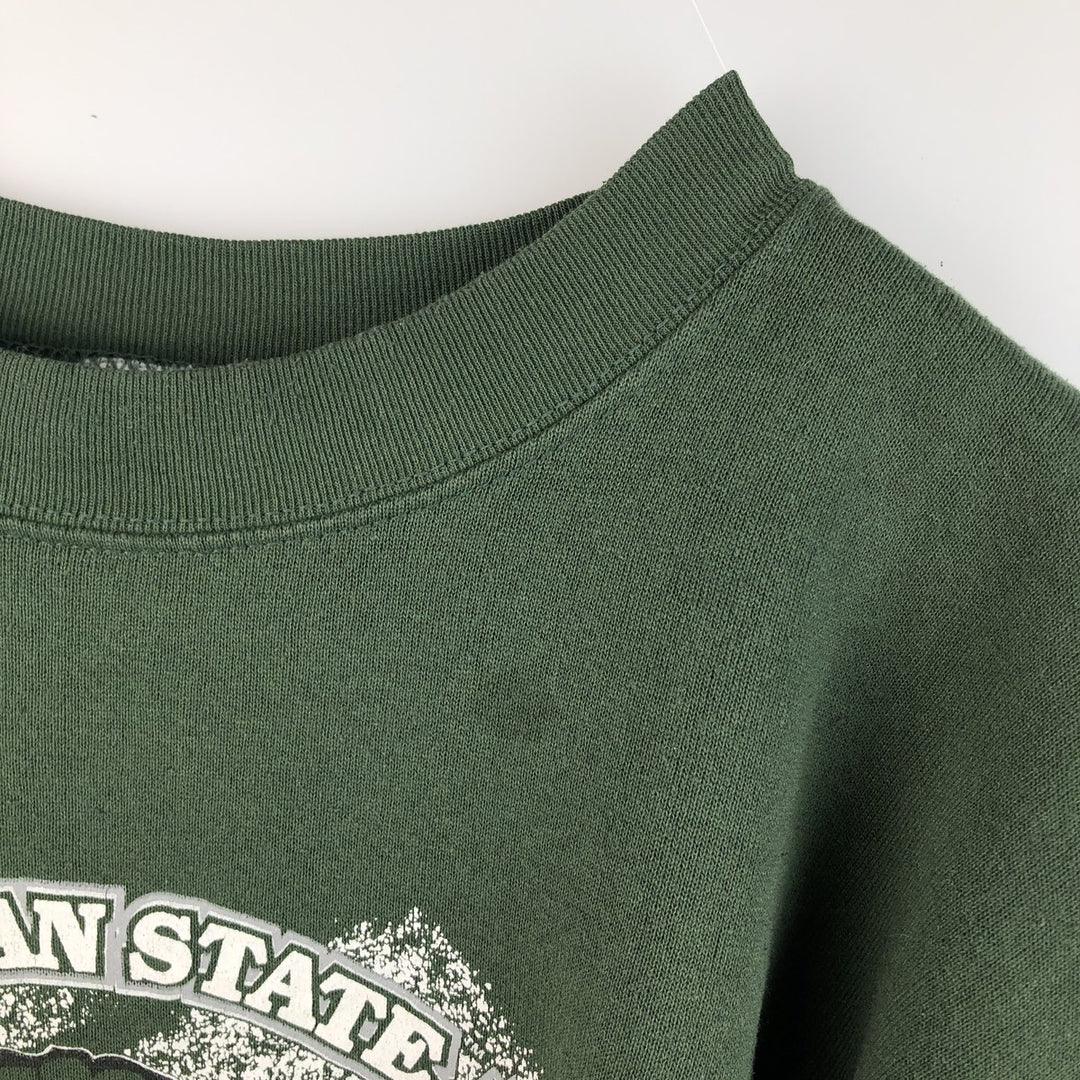 90'S Trau and Loevner Michigan State University College Character Sweatshirt, Made in USA, Men's Size XXXL cotton Green type dark green Vintage Second Hand
