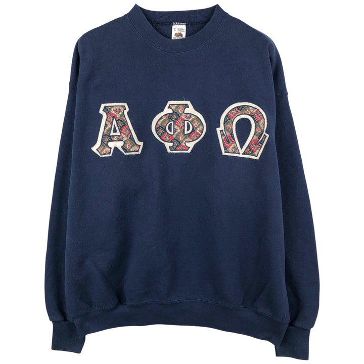 90'S Fruit of the Loom College Sweatshirt, Made in USA, Men's XL, Vintage cotton navy blue type Vintage Second Hand